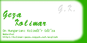 geza kolimar business card